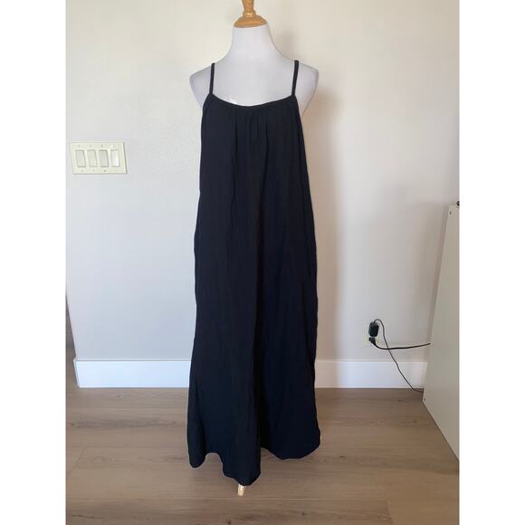 Sol Angeles Dress  Gauzy Maxi Black  Spaghetti Straps Tieback Flowy NWT XL/XXL - Picture 1 of 6